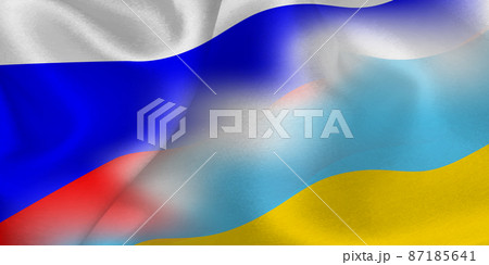 ロシア　ウクライナ　 国旗　背景 87185641