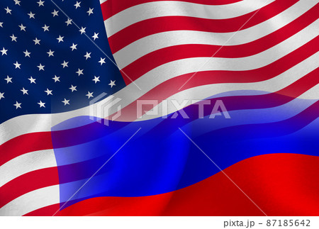 アメリカ　ロシア　 国旗　背景 87185642