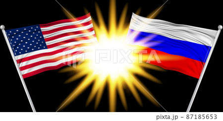 アメリカ　ロシア　 国旗　背景 87185653
