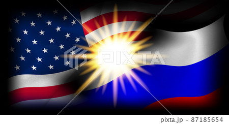 アメリカ　ロシア　 国旗　背景