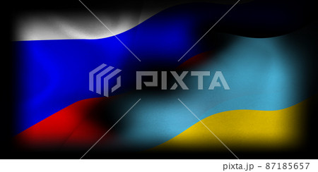 ロシア　ウクライナ　 国旗　背景