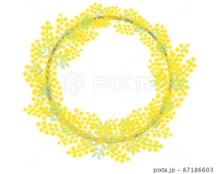 幸せの花ふわふわミモザのリース 87186603