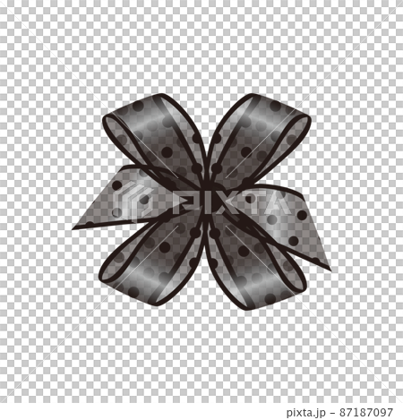 Ribbon organdy black translucent dot pattern 87187097