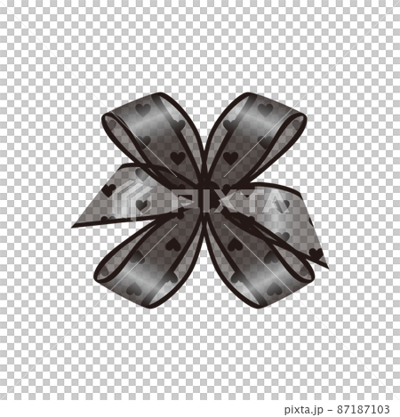 Ribbon organdy black translucent heart pattern 87187103