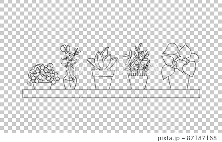 観葉植物 モノクロのイラスト素材