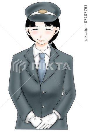 鉄道女性職員の笑顔のイラスト 16 のイラスト素材