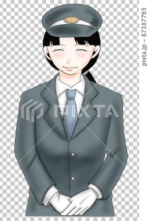 鉄道女性職員の笑顔のイラスト(16) 鉄道女性職員の笑顔のイラスト(16) 87187765
