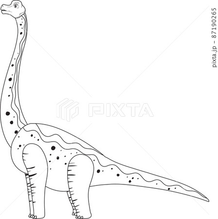 Brachiosaurus dinosaur doodle outline on white background 87190265