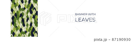 Horizontal banner for advertisements, invitations, internet sites from colorful leaves. Summer background for sales. Geometric flat design. Place for your text. Vector Horizontal banner for advertisements, invitations, internet sites from colorful leaves. Summer background for sales. Geometric flat design. Place for your text. Vector 87190930