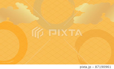 雲や入子菱・丸(円相)を使った、日本的な背景ベクターイラスト素材。 87190961