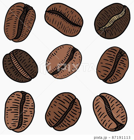 simplicity coffee beans freehand drawing flat design. 87191113