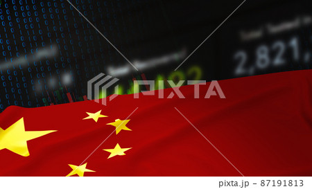 The Chinese flag on business background 3d rendering 87191813