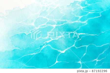 水色の水面の風景イラスト 透明水彩の背景イラスト ターコイズブルー 水色の水面の風景イラスト 透明水彩の背景イラスト ターコイズブルー 87192296
