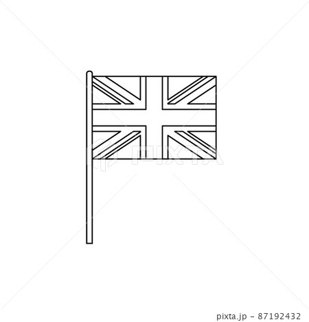 Black outline flag on of United Kingdom. Thin line icon 87192432