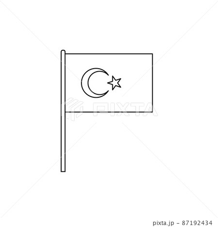 Black outline flag on of Turkey. Thin line icon 87192434