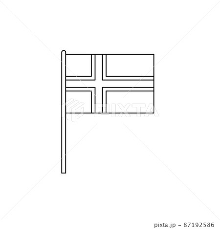 Black outline flag on of Norway. Thin line icon 87192586