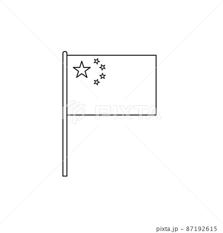 Black outline flag on of China. Thin line icon 87192615