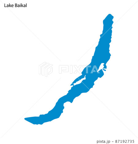 Blue outline map of Baikal Lake, Isolated vector siilhouette 87192735