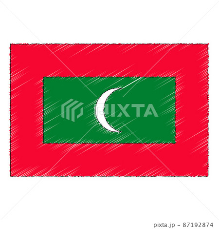 Hand Drawn Sketch Flag Of Maldives Doodle Pixta