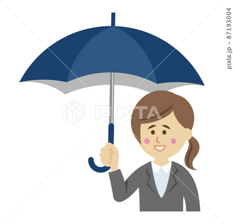 傘をさす女性会社員のイラストイメージ 87193004