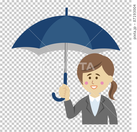 傘をさす女性会社員のイラストイメージ 87193004