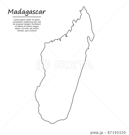 Simple outline map of Madagascar, silhouette in sketch line styl Simple outline map of Madagascar, silhouette in sketch line styl 87193320