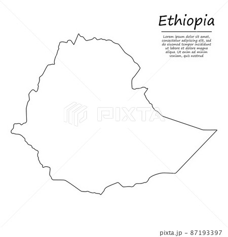 Simple outline map of Ethiopia, in sketch line style