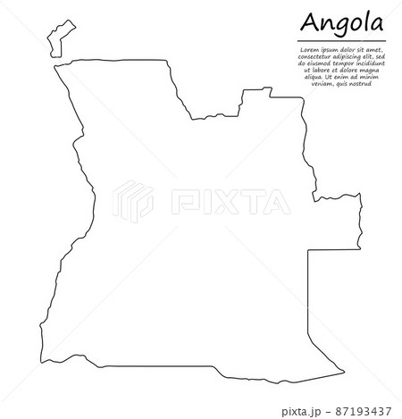 Simple outline map of Angola, in sketch line style