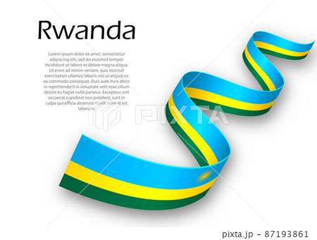 Waving ribbon or banner with flag of Rwanda. Template for indepe 87193861