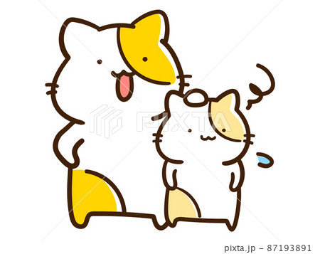 親の期待にプレッシャーを感じる子猫のかわいい手描き風イラストの