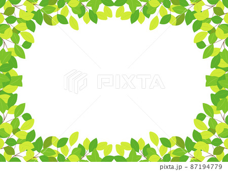 シンプルな葉っぱぐるりフレーム 87194779
