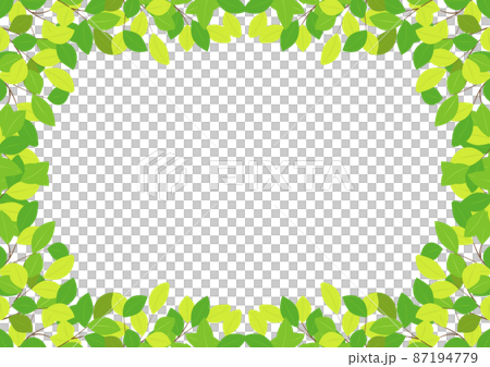 シンプルな葉っぱぐるりフレーム 87194779