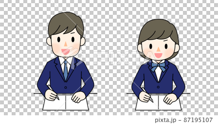 Male and female students studying with a smile 87195107