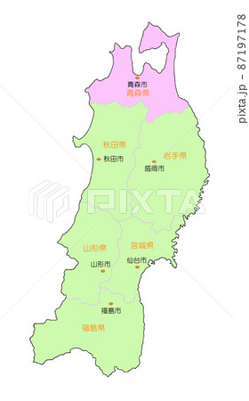 日本地図　東北　青森　ピンク 87197178