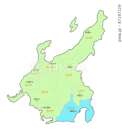 日本地図　中部　静岡　青 87197229
