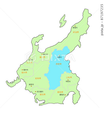 日本地図　中部　長野　青 87197235