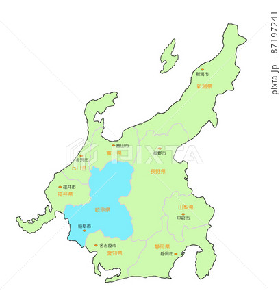 日本地図 中部 岐阜 青 日本地図 中部 岐阜 青 87197241