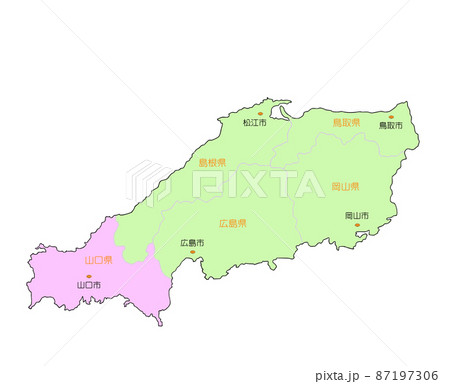 日本地図 中国 山口 ピンク 日本地図 中国 山口 ピンク 87197306