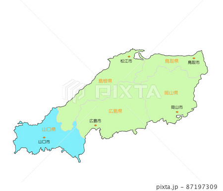 日本地図 中国 山口 青 日本地図 中国 山口 青 87197309
