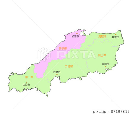 日本地図 中国 島根 ピンクのイラスト素材