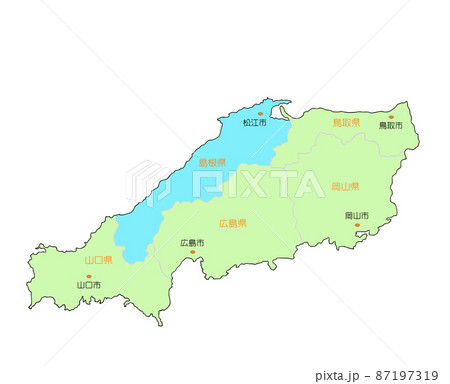 日本地図　中国　島根　青 87197319