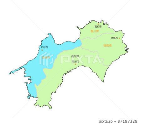 日本地図 四国 愛媛 青 日本地図 四国 愛媛 青 87197329