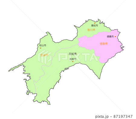 日本地図　四国　徳島　ピンク 87197347