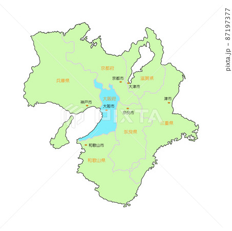 日本地図　近畿　大阪　青　 87197377