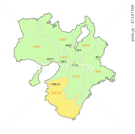 日本地図　近畿　和歌山　黄 87197386
