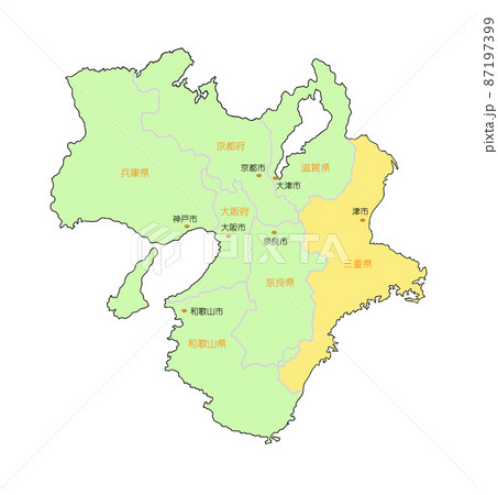 日本地図　近畿　三重　黄 87197399