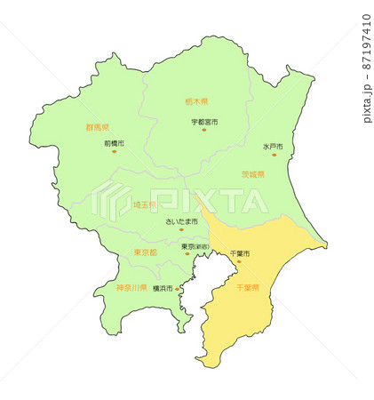 日本地図 関東 千葉 黄 日本地図 関東 千葉 黄 87197410