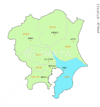 日本地図　関東　千葉　青 87197411