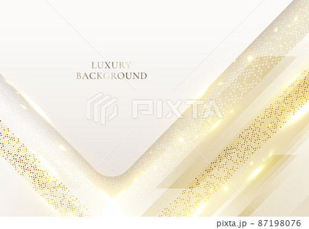 3D modern luxury template design white triangles stripes and golden glitter line light sparking on clean background 3D modern luxury template design white triangles stripes and golden glitter line light sparking on clean background 87198076