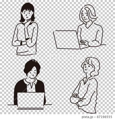 Illustration vector material: female icon, facial expression, set, business, young, personal computer Illustration vector material: female icon, facial expression, set, business, young, personal computer 87198555